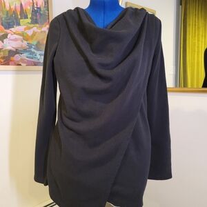 Elegant Black Drape Sweatshirt Size XL